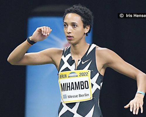 Neue und alte Deutsche Meisterin Malaika Mihambo (LG Kurpfalz) - hier 2022 beim ISTAF Indoor Berlin, Foto: Iris Hensel